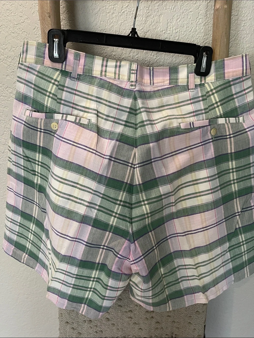 Vintage Polo by Ralph Lauren Pastel Pink & Green Plaid Shorts